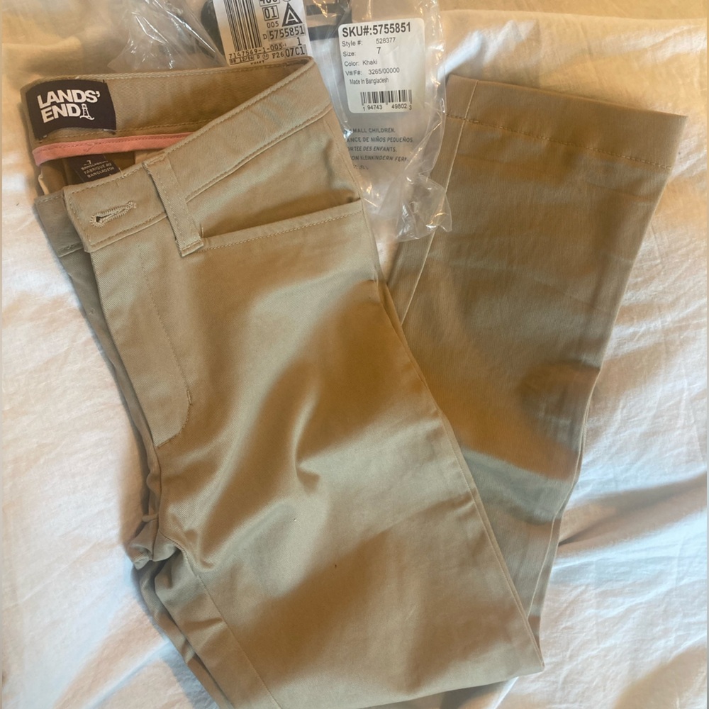 Lands' End Uniform Girls Stretch Pencil Pants khaki